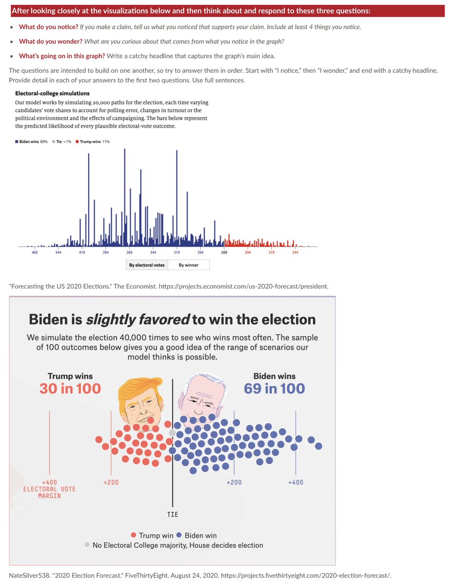 RiversStats's tweet photo. Intro to polls, polling averages, &amp; forecasts on deck this week. Terrific discussion post here from a student as part of his work on a homework assignment last night. Times like these I wish I had @NateSilver538 and @gelliottmorris helping me out in class. #DataLiteracy #Vote https://t.co/LJNtSkYiYV