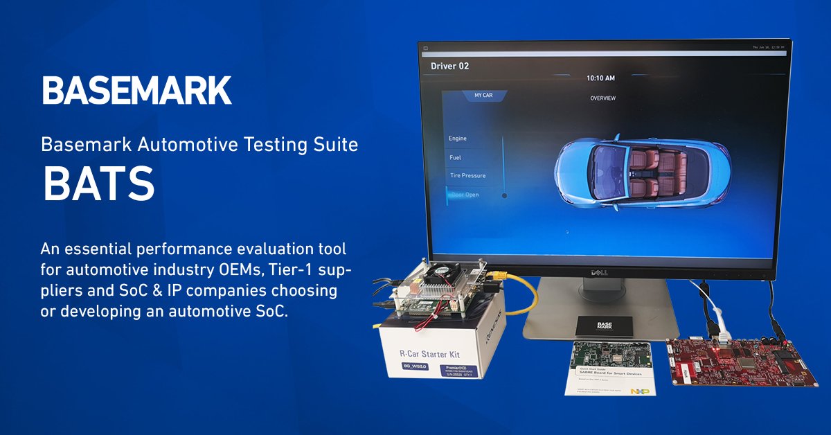 BasemarkLtd's tweet image. Need for an effective and easy SoC performance tool? Check out BATS (Basemark Automotive Testing Suite)🚘 📈. BATS enable an easy SoC performance evaluation for #Automotive industry OEMs, Tier-1 suppliers and SoC & IP companies. basemark.com/bats/ #performancetestingtool