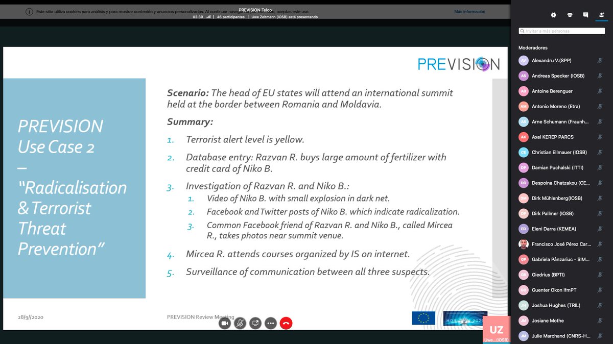 H2020Prevision's tweet photo. Final preparation and rehearsal of @H2020Prevision 1st Review with the @EU_Commission . More than 45 participants in the conference discoursing about the project Use Cases, technical capabilities and potential issues. #H2020 #EU_H2020 https://t.co/fIxWWj4B42