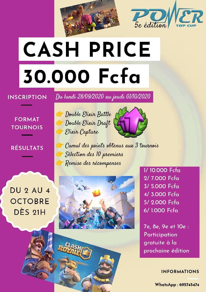 BofiaStephan's tweet photo. Tournoi local de la communauté @CameroonCrl organisé par #MichaelPower sur le jeu @ClashRoyale . Inscriptions gratuites et cash price de 30k soit 45€.
#LaFicelle
#Cameroun
#UFCC https://t.co/34OkYklecH