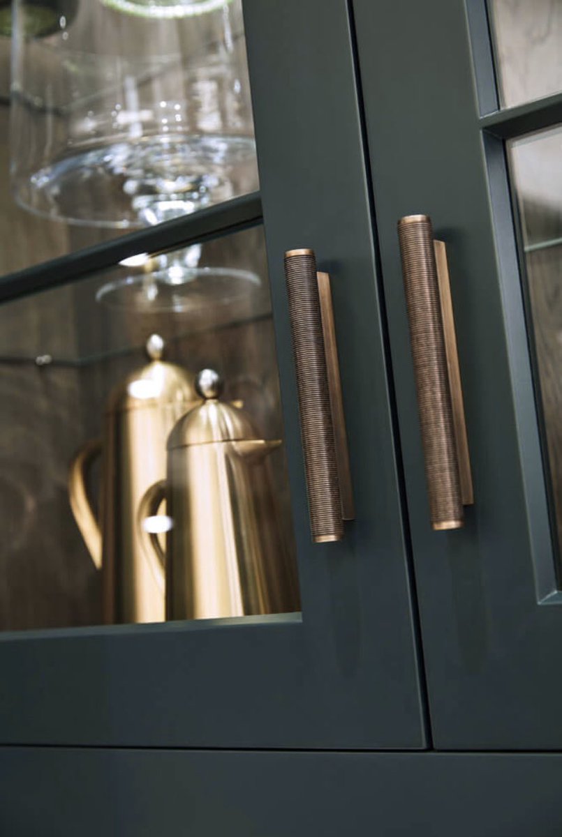 A close up of these gorgeous wire scroll kitchen handles in silver bronze &amp; fine antique brass...