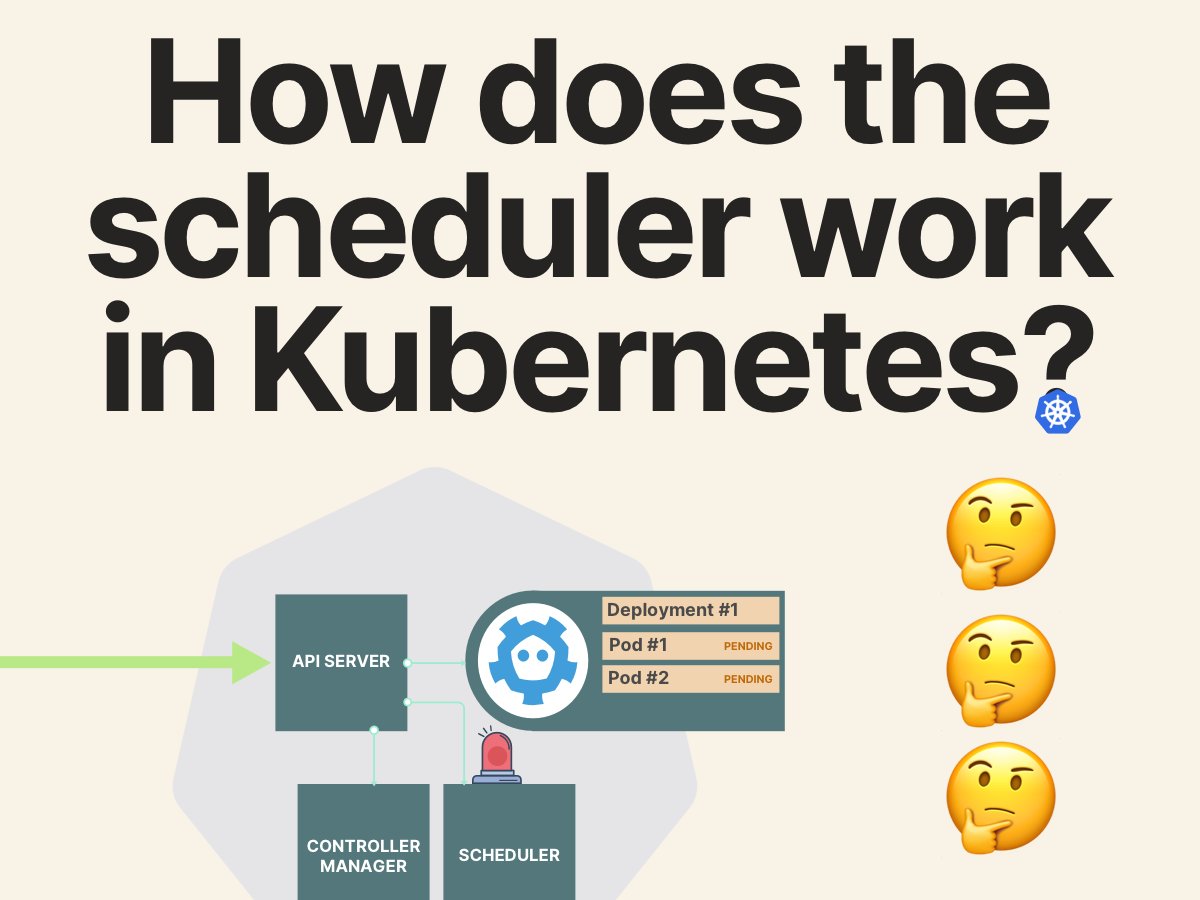 THREAD: How does the scheduler work in Kubernetes?The scheduler is in charge of deciding where your pods are deployed in the cluster.It might sound like an easy job, but it's rather complicated!Let's dive into it.