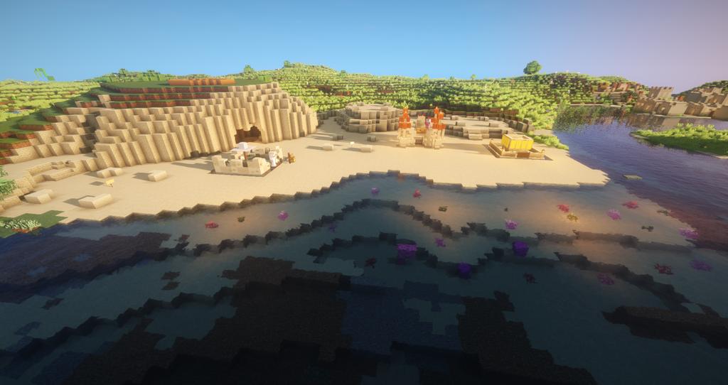 craftstuebchen's tweet photo. Ich find das so mega cool von meinen City 2 Leuten. Die Spieler haben sich zum Event hin solidarisiert und coolbuilder6666 hat sein City Grundstück dafür zur Verfügung gestellt, dass jeder sich eine Sandburg am Strand bauen kann. https://t.co/yd4pz8fP14
