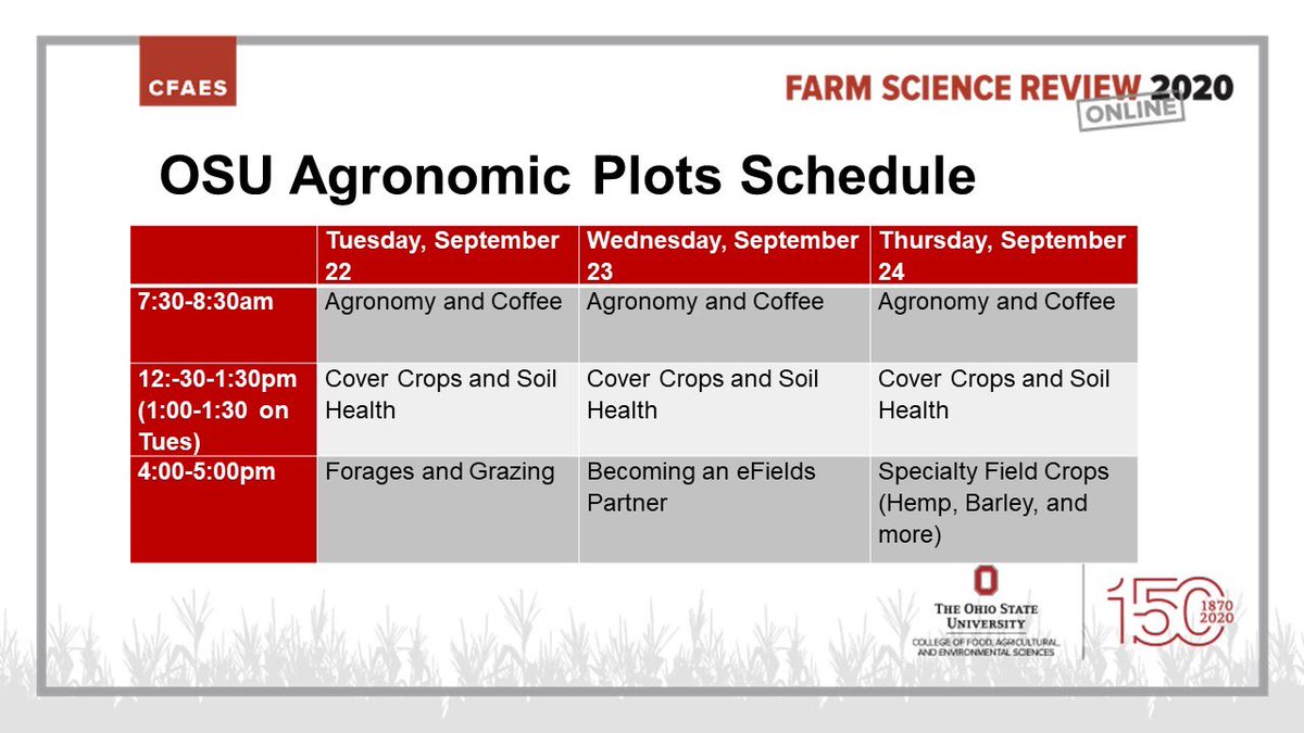 Today is the last day to join the Agronomic Crops team for live Q&A sessions! Go to fsr.osu.edu to find that and other awesome content! #FSR20