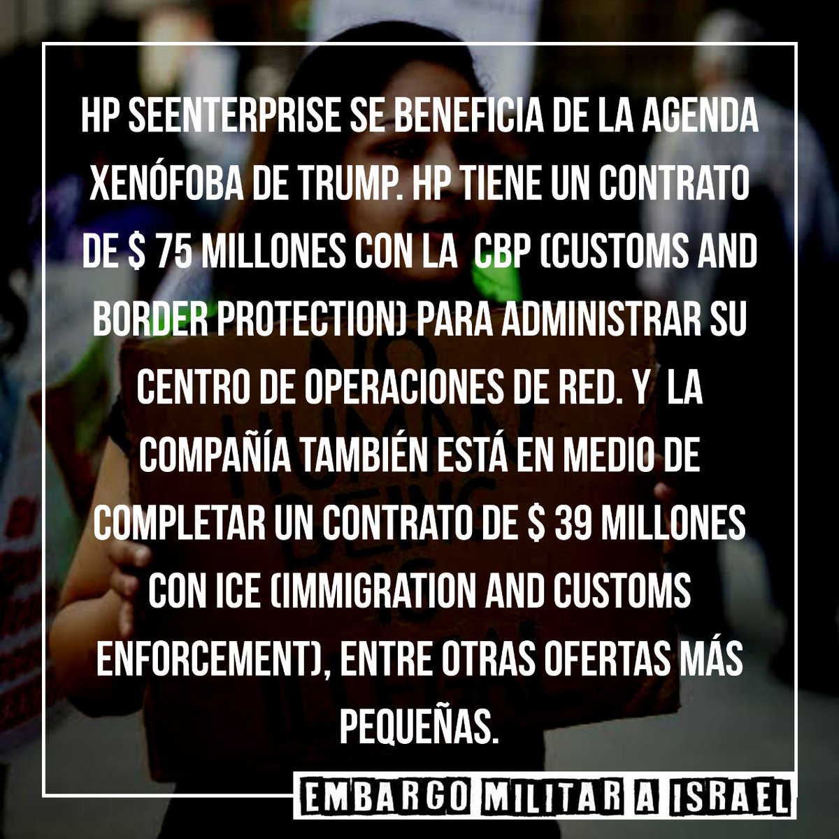 a_embargo's tweet photo. HP además de brindar tecnología en los puestos de control, también está presente con sistemas de vigilancia en los muros de apartheid en Palestina y EE.UU. #EmbargoMilitarAIsrael #PalestinaLibre https://t.co/ixq6AjIFhD