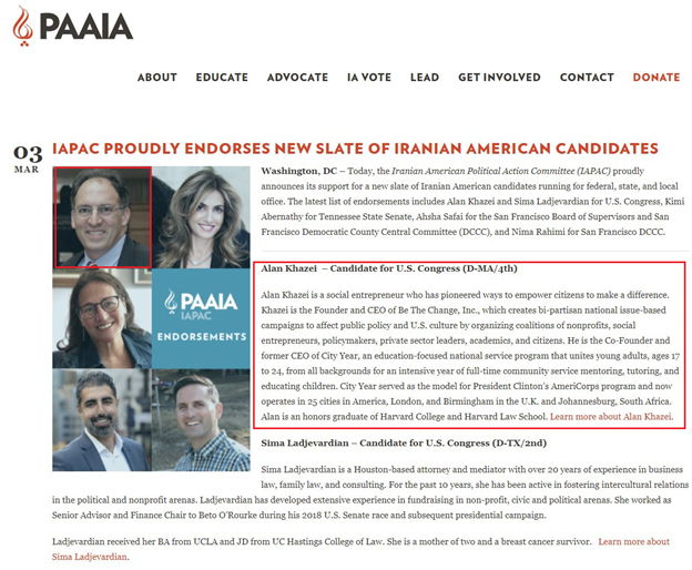 THREAD1)Meet  @AlanKhazei who is running for a seat in the U.S. Congress  #MA04. He is endorsed by  #Iran’s first official DC-based lobbying organization  @paaia. America, and the State of Massachusetts, please take this warning seriously.