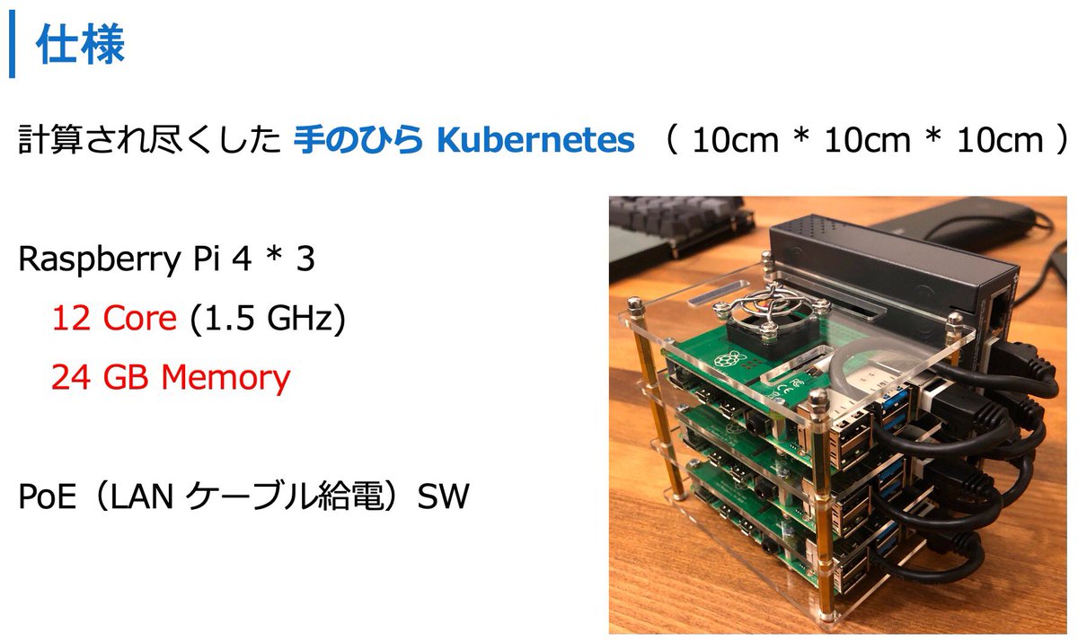 amsy810's tweet image. おうちKubernetes インターン
今回は 7 days のオンライン開催で実施しています。
改良型、10cm 立方体にいい感じに纏まってて可愛すぎませんか🐳（趣向を凝らした）
spec: 12 core + 24 GB mem + PoE
#Kubernetes #catechchallenge #CyberAgent #おうちKubernetes

cyberagent.co.jp/careers/studen…