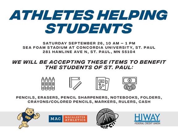 RyanJamesMN's tweet photo. Athletes Helping the Students of St. Paul! This Saturday. https://t.co/6Q4aRRWel8