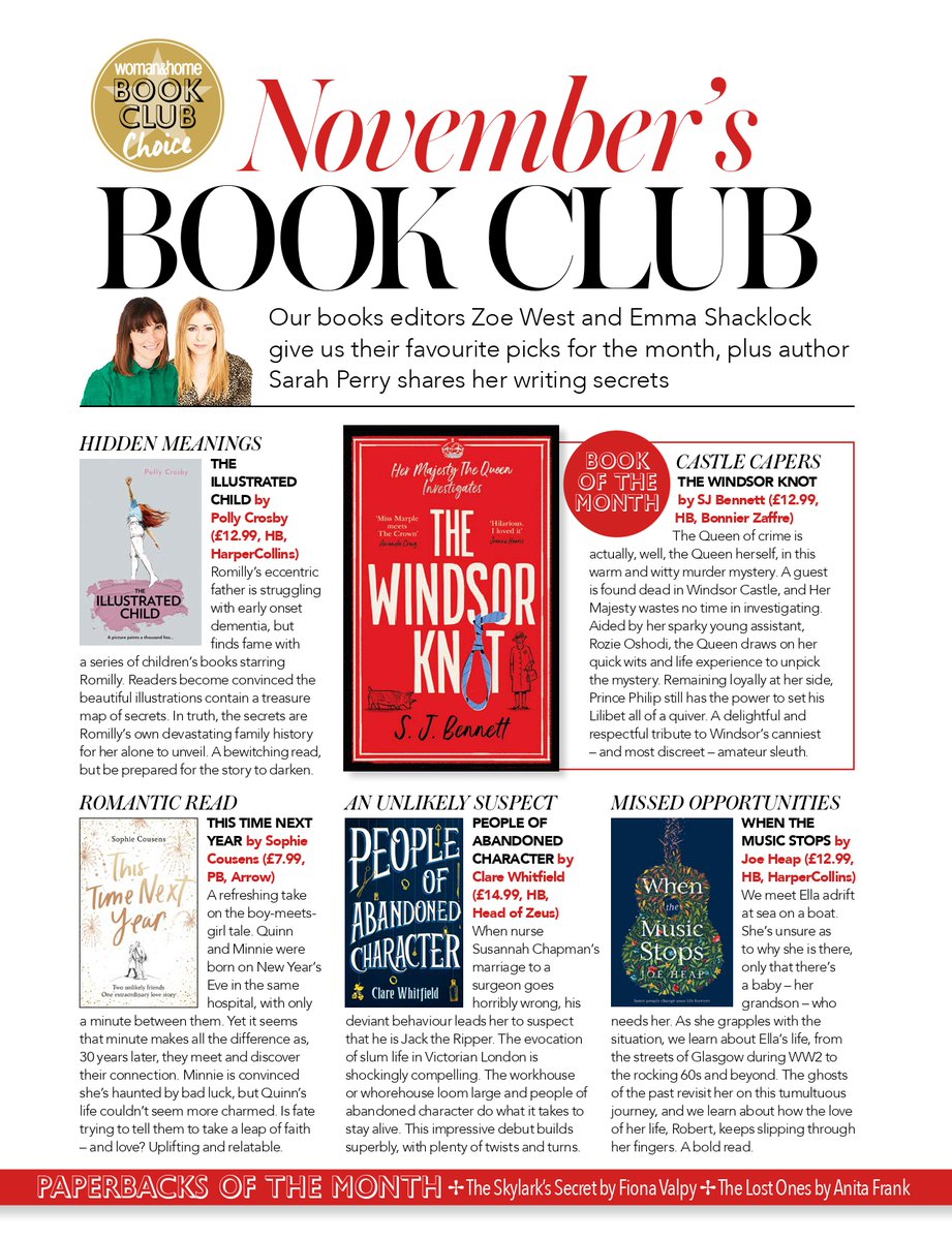 zoeannewest's tweet photo. It's here - @womanandhome's pick of books for November, which I have to say is an eclectic, interesting and fantastic selection from @WriterPolly @SophieCous @sophiabennett @whitfield_riley @Joe_Heap_ @CScottBooks @ClaudiaWinkle and How I Write from the fab Sarah Perry. Phew! https://t.co/q2uOqJzlYX