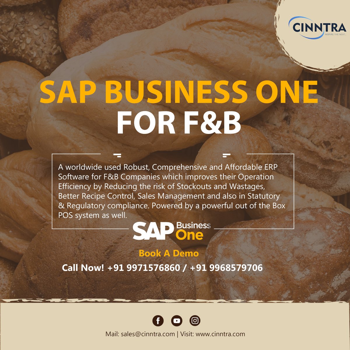 Cinntra1's tweet photo. SAP Business One is the most effective, Comprehensive and Affordable ERP Software for F&amp;B Companies which improves their Operation Efficiency.
Call Now! +91 9971576860 / +91 9968579706 | Mail: sales@cinntra.com | Visit: https://t.co/d6MxUOt4Jn
#foodandbeverageindustry #softwares https://t.co/xtf8PigE7I