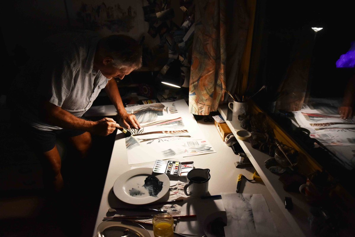 Arnold Beugelsdijk-lid van Westlands kunstenaarscollectief WIT-werkt aan een drieluik met als titel: SPIEGELINGEN. Gisteravond heb ik het 2de werk voltooid. Vandaag begin ik aan het 3de ontwerp.