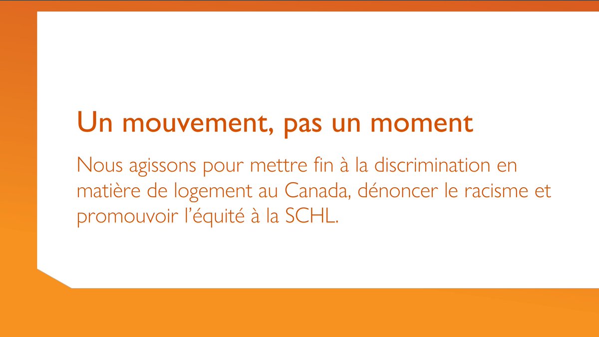 Pour nous, #AntiRacisme est un mouvement, pas un moment. Nous savons qu'éliminer les obstacles à l'égalité en matière de logement est le seul moyen pour que tout le monde (oui, tout le monde) au Canada puisse se payer un logement qui répond à ses besoins.