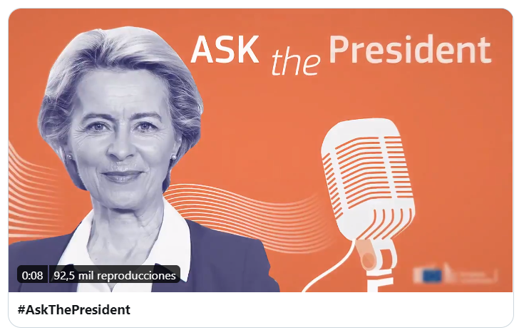 ¿Alguna vez has tenido preguntas sobre la 🇪🇺UE? Ahora puedes hacérselas a la presidenta Ursula <a href="/vonderleyen/">Ursula von der Leyen</a>, ¡y ella las responderá!

Grábate un vídeo y publícalo, menciona a <a href="/vonderleyen/">Ursula von der Leyen</a> y añade #AskThePresident