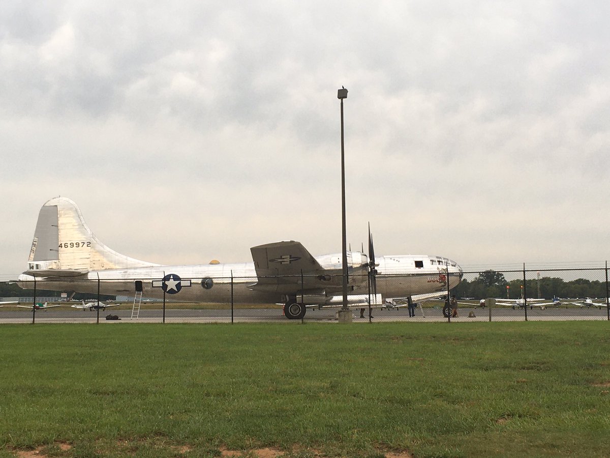 At Manassas Regional Airport, getting ready to ride “Doc” - one of only two B-29 Superfortress bombers still flying out of the more than 1,600 made.  @MilitaryTimes