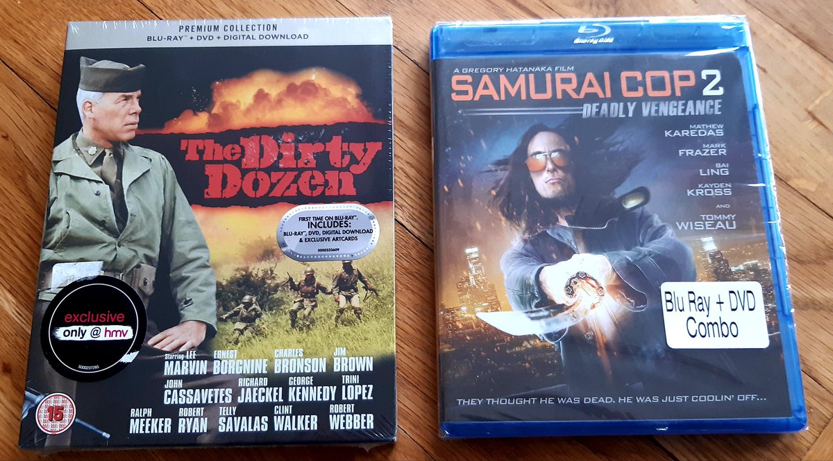 TheFilmFair's tweet photo. #LockdownMovieTreats with blu-rays of #TheDirtyDozen #RobertAldrich #LeeMarvin #CharlesBronson #TellySavalas and #SamuraiCop2DeadlyVengeance #GregoryHatanaka #MathewKaredas #MarkFrazer #TommyWiseau https://t.co/Lepf9724Kx