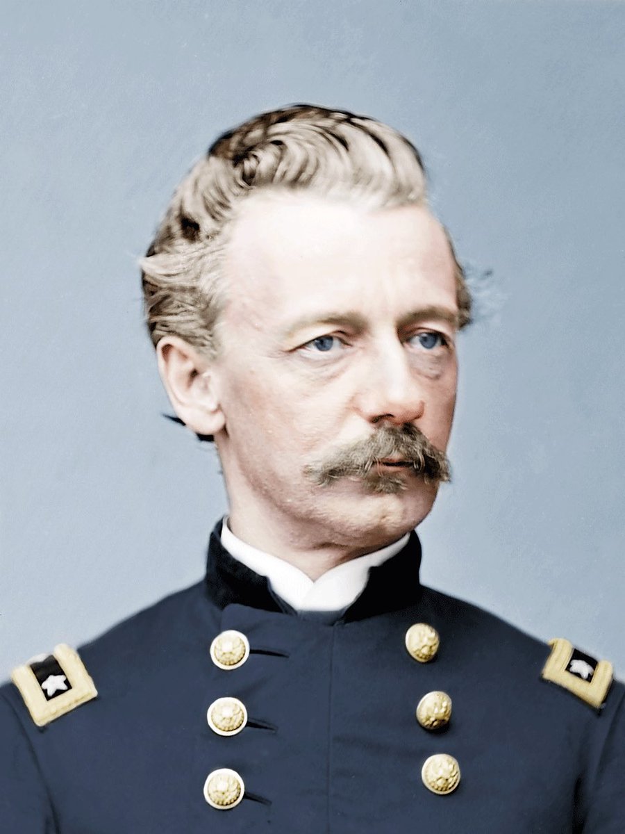 General Henry Warner Slocum was born  #OTD in 1827, in Onondaga County, NY, near Syracuse. He finished school at age 16 and was certified to teach, which he did for five years before accepting an appointment to  @WestPoint_USMA In 1848.  #CivilWar