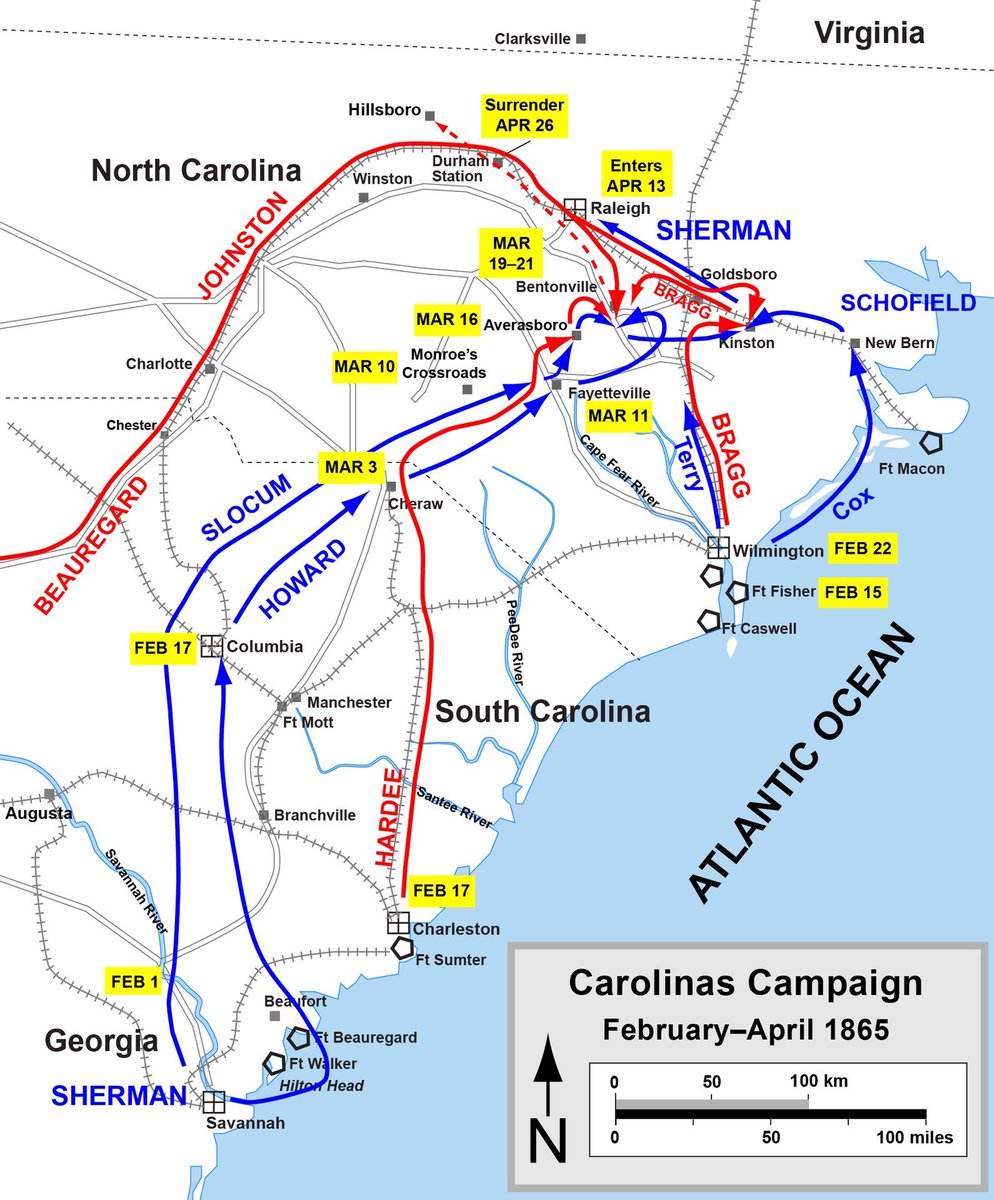 For Sherman’s ensuing March to the Sea and Carolina’s Campaign, Slocum commanded the Army of Georgia, which comprised Sherman’s left wing. This included a key role in the Theater’s final major battle at  @BentonvilleSHS, NC.