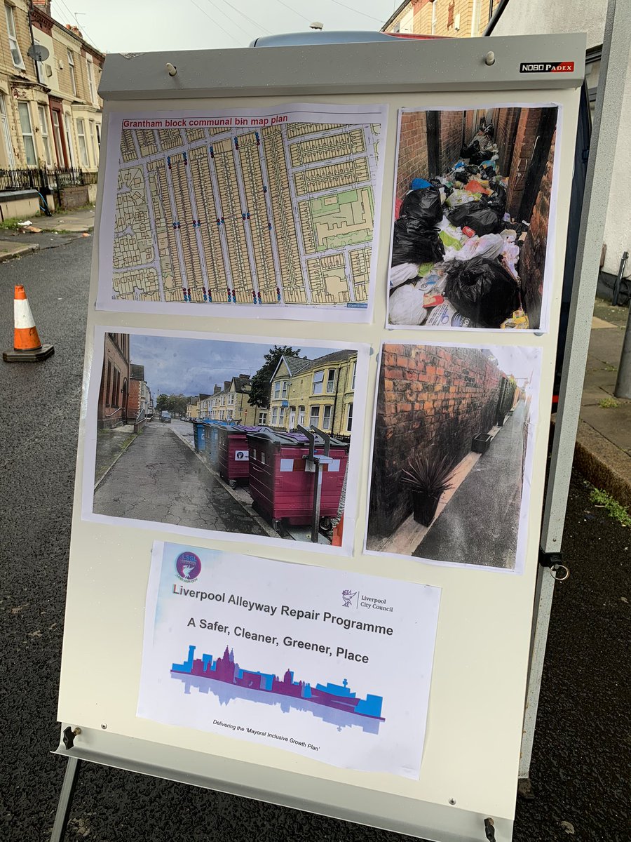 LRecycles's tweet photo. Come rain or shine we’re out engaging safely with the local community. Come & give us your views today between 1-3pm jxn of Sutcliffe and Molyneux #kensington #liverpool #alleyways #communalbin #CommunityEngagement @MikeBrown_LSSL https://t.co/VoxgQgDquV