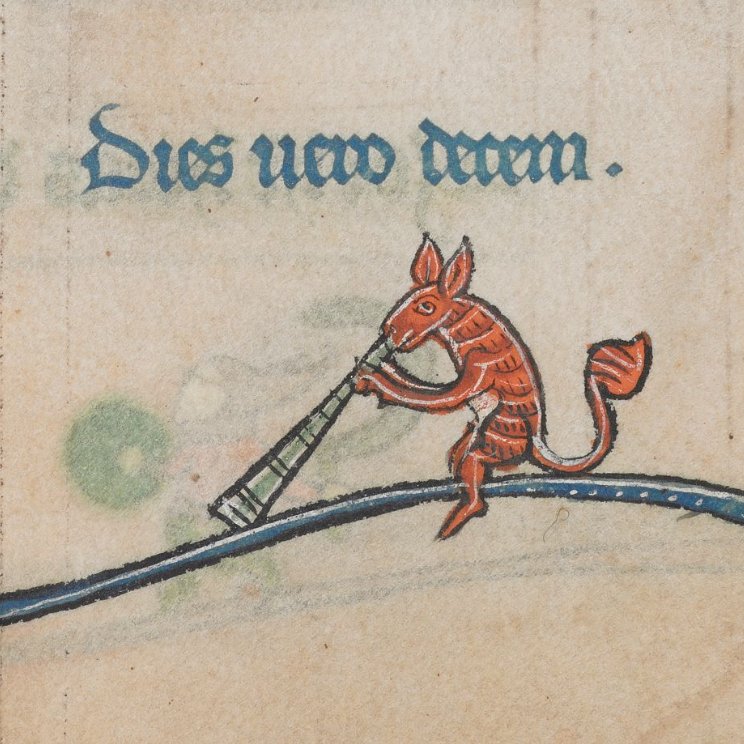 SlCathy's tweet photo. Jaunty musical interlude. Such diminutive talent & what expressive ears!
#Tinycritters From the Calendar pages in the Oscott Psalter, AD50000, British Library. @ThrosThrosThros @AphraPell @julianpharrison https://t.co/a19wjyElVi