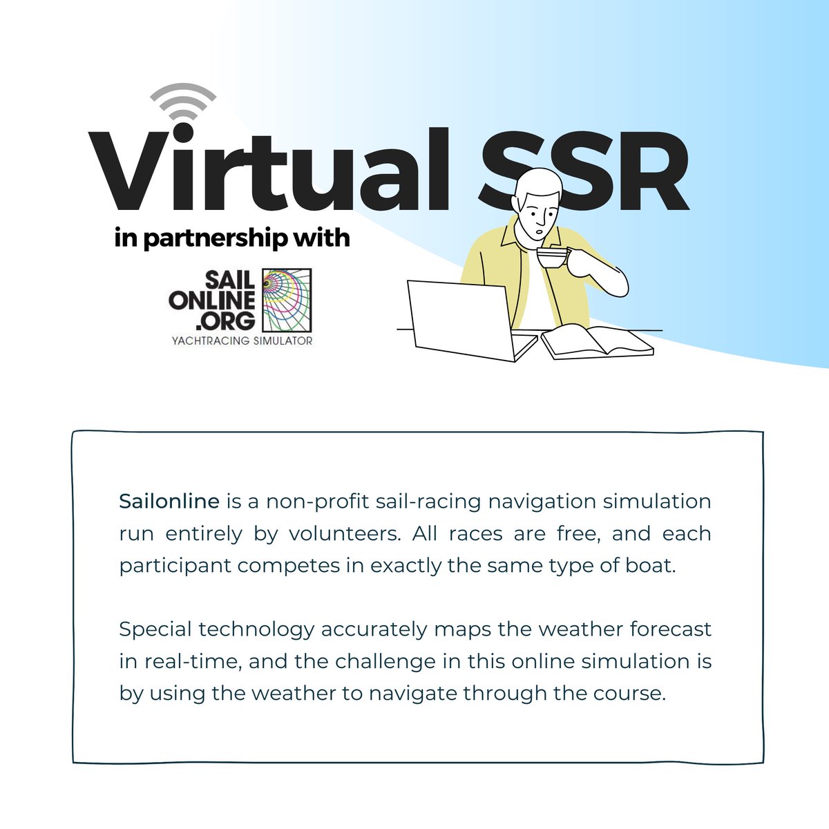 UKSailTraining's tweet photo. This year we’re launching our very first Virtual SSR. To do this, we’ve partnered with @sailonline to allow more people to take part in our event from the comfort of their own homes. #SSR20 https://t.co/mMcDYmGDR9