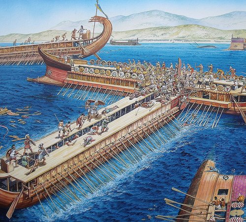 With a disordered Persian line in front, the Athenians sailed head on into the Phoenicians. This was not a tactical battle, it was a slog. The Athenians fought hard and suffered heavy losses.The rest of the Greeks . . . did nothing at this point. They kept backing water!17/