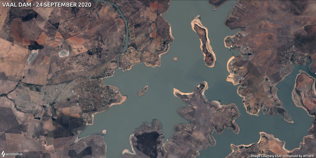 The Vaal Dam as of today at +- 34.7% as captured by the Sentinel-2A satellite.