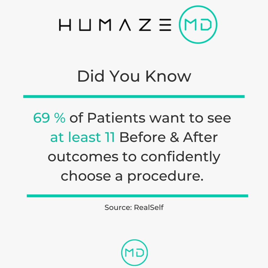 HumazeMD's tweet image. Showcasing relatable outcomes that are relevant to your clients are more important than ever. 

How do you manage yours?

#Beforeandafter #Aesthetics #Plasticsurgery #Dermatology #Patientengagement #HumazeMD