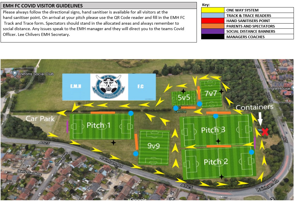Please help us to keep everyone safe whilst you're visiting our home ground at Bretons.
Follow the routes as detailed, download the NHS covid app and check in everytime you attend.