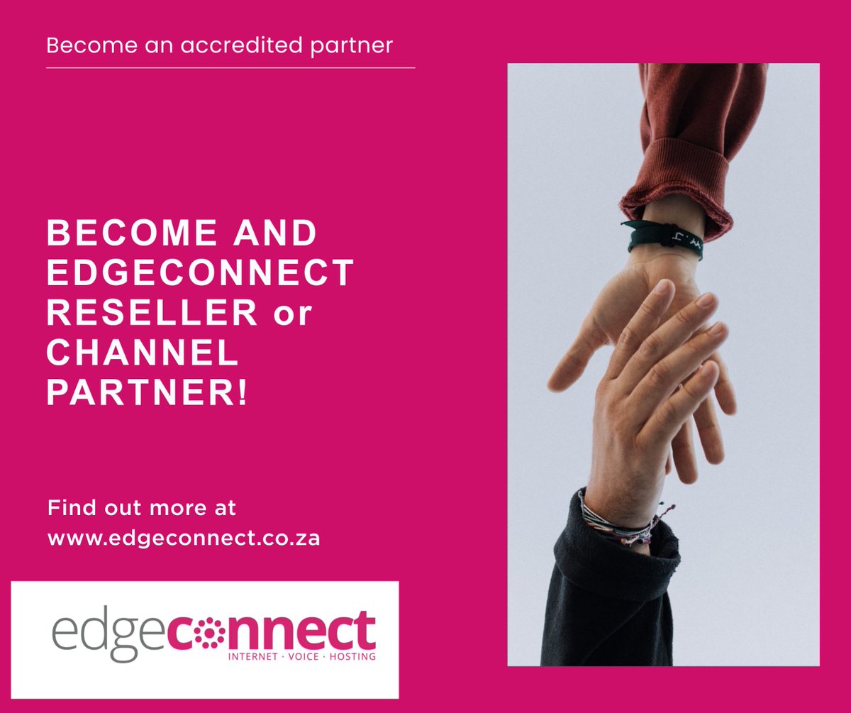 EdgeConnectSA's tweet image. Become an EDGECONNECT reseller &amp;amp; build your business with a trusted partner who can help you offer world-class services, across the connectivity, VOIP &amp;amp; hosting spaces, as well as full technical &amp;amp; admin support.
sales@edgeconnect.co.za  

#Durban #IT #Partner #GrowYourBusiness