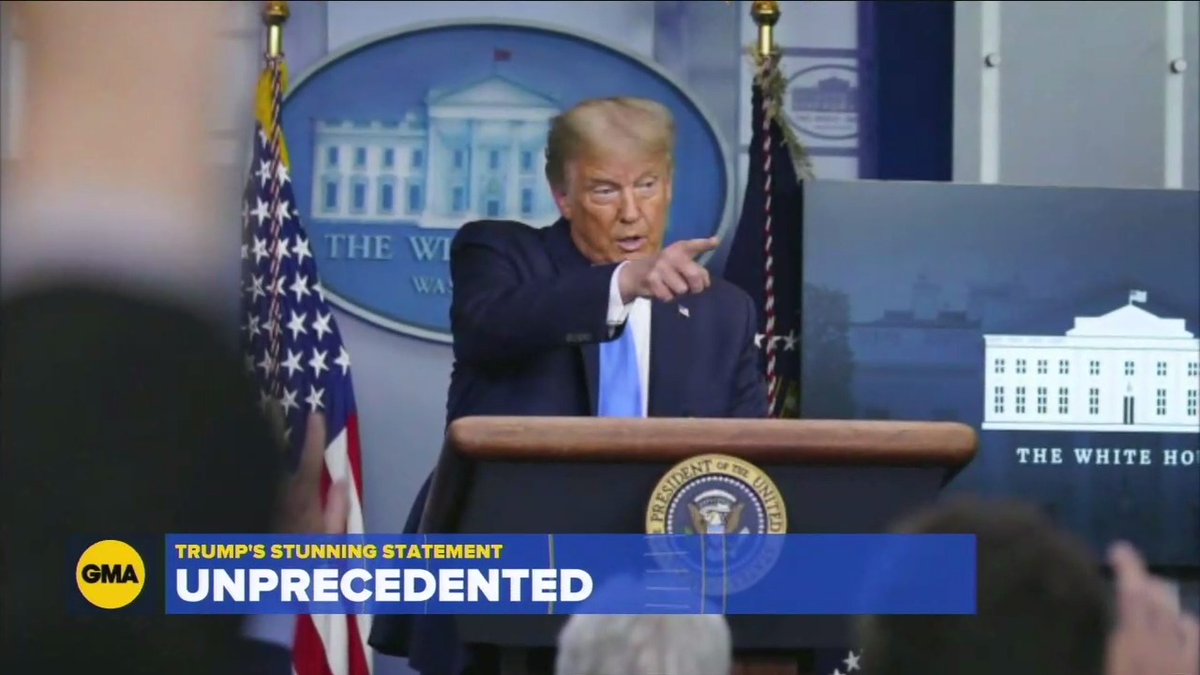 Similar placement for segment on ABC's Good Morning America, with George Stephanopoulos warning that Trump is "defying democracy."