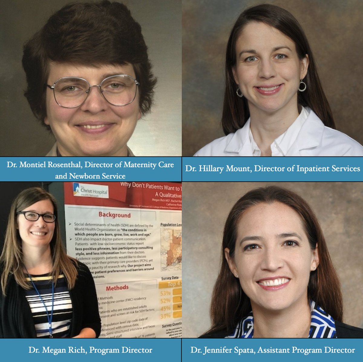 uc_christ's tweet photo. Celebrating #WomenInMedicine month with our incredible leadership. Program Director, Associate PD, Director of Inpatient, Director of Outpatient, and Director of Maternity Care. Oh, and all four chiefs? Don't mind if we do. #WIMMonth https://t.co/xIWVYIf7Me