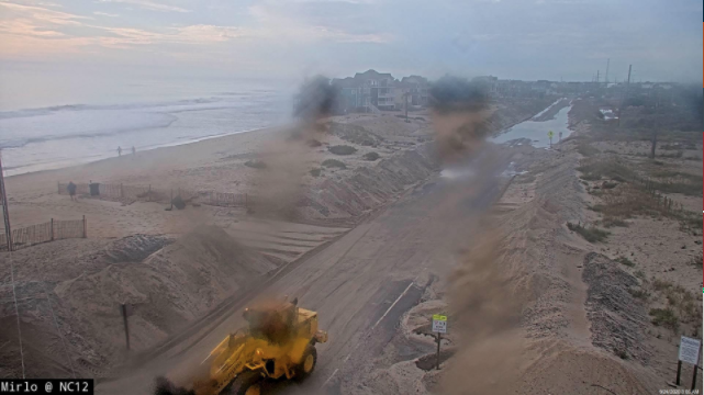 NCDOT_NC12's tweet photo. Good news this morning... for the first time in many days, we did not see significant overwash from the overnight high tide cycle! That means progress from yesterday remains intact, and a reopening of Highway 12 in both locations (Rodanthe and Ocracoke) is likely sometime today. https://t.co/UACQDSWlu8
