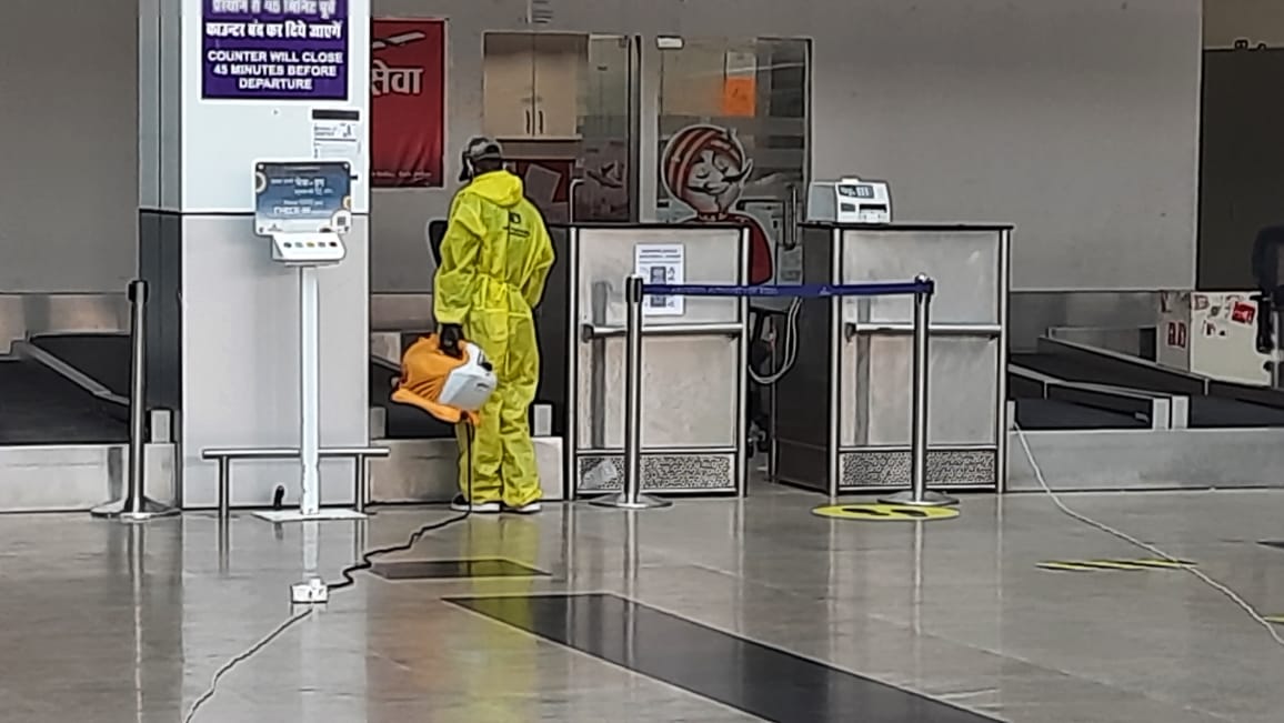 aaibplairport's tweet photo. Passenger safety is always our priority. At the same time we are committed to provide a safe environment to our stakeholders. Sanitization of X-Ray machines, Check-in Counters &amp; all other frequent touch surfaces is being done regularly with disinfectant at AAI's #BhopalAirport. https://t.co/ELYtYkZy07