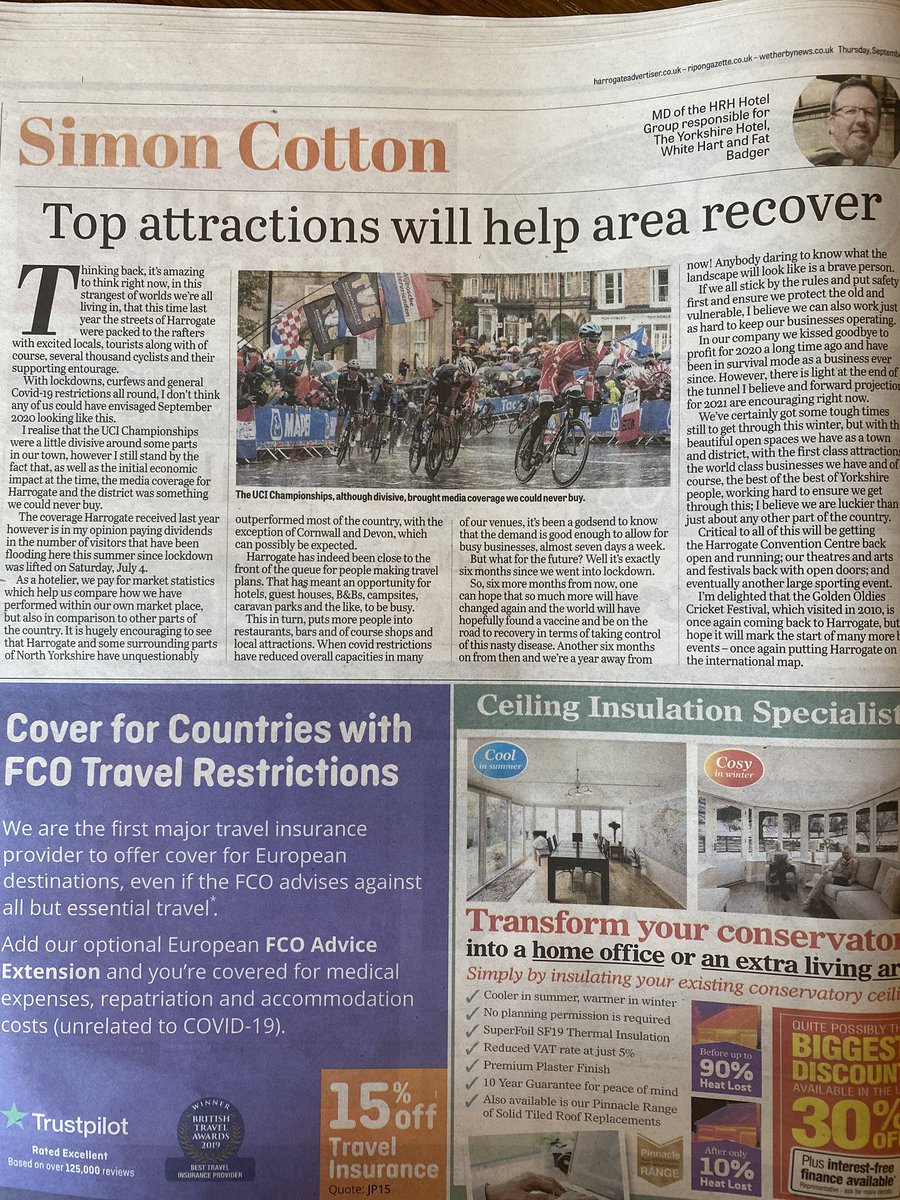 simoncotton69's tweet image. I realised how quick a month flies by when realising I had to write my monthly column for @HgateAdvertiser Today I’ve reflected on this time last year with #UCI Championships in #Harrogate but also thinking about where we’ll be this time next year. #WhatADifferenceAYearMakes 😉