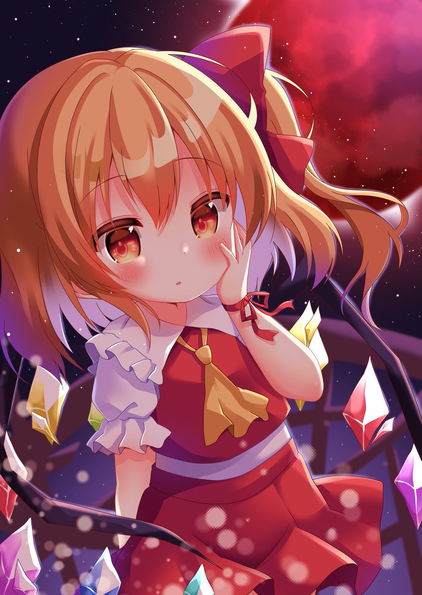 flandre scarlet 1girl solo wings skirt ascot blonde hair red skirt  illustration images