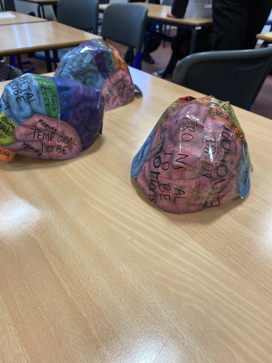 MissN_Shaw's tweet photo. S3 wider achievement class made ‘brain hats’ to help with knowledge of their brain for the #mentalhealthaward https://t.co/K9Zeet6Sq5