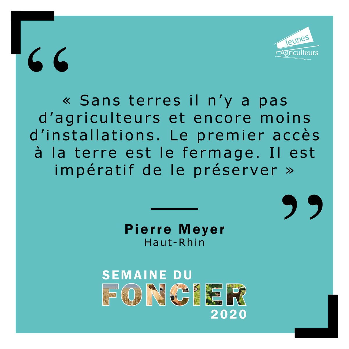 📣[Semaine du foncier - Accès à la terre]📣
" Sans terres, il n’y a pas d’agriculteurs et encore moins d’installations. Le premier accès à la terre est le fermage. Il est impératif de le préserver."
Pierre Meyer 🧑‍🌾👩‍🌾