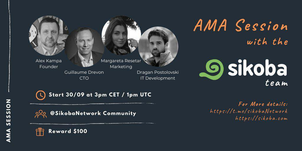 sikobaNetwork's tweet photo. We are proud to announce that on the 30th of September 1pm UTC , our team will organise an #AskMeAnything (AMA) Session in our telegram group @sikobaNetwork.

There are also #rewards to be won!

You can join our Telegram Community right away: https://t.co/MQ3UgbTGPE

#Sikoba #AMA https://t.co/5w6sW1Lkcd