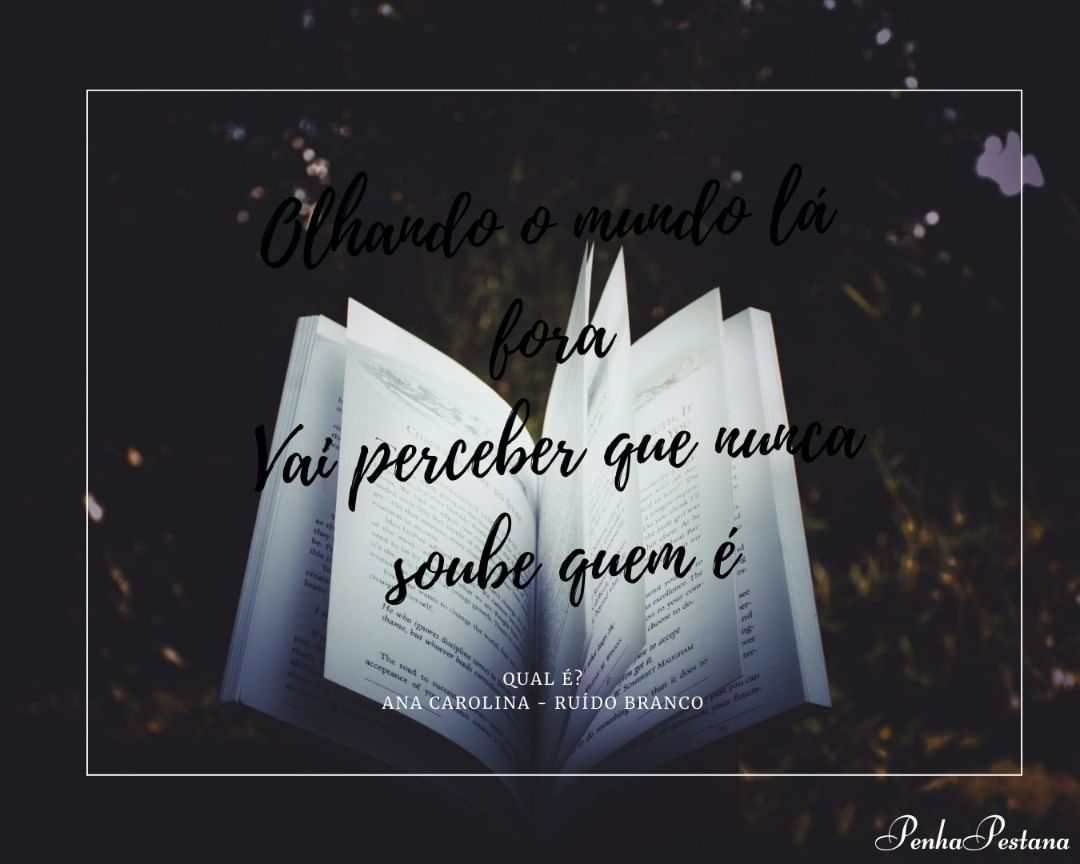 Rυíԃσ Bɾαɳƈσ - Qυαʅ é ?
.
E roda a sua vida, seu papel
Mas sabe de si ser seu próprio vilão
No giro contrário do seu carrossel
Um vinil de pós-rock alemão
Ana Carolina
.
#qualé
#ruidobranco
#livroruidobranco
#livros
#leitura
#poemas
#sigaanacarolina
#anacarolina
#acnaveia