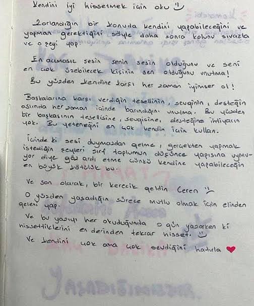 Ceren Özdemir'in kurduğu hayallerdi bunlar.Hayalleri katledildi. Fakat katili mahkemeye gelmekten bıkmış.
Geber.