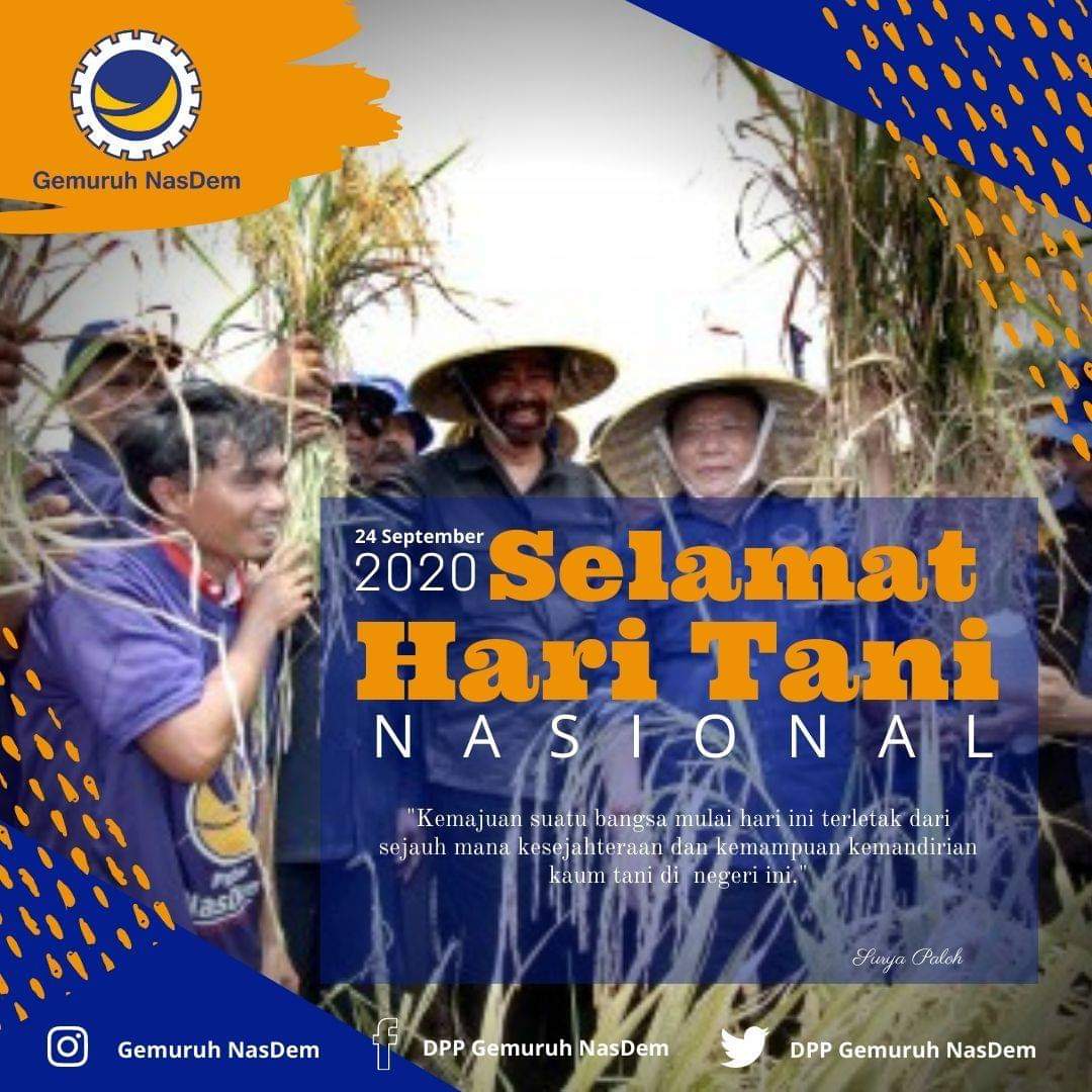 Selamat Hari Tani Nasional
#haritaninasioanal #partainasdem #gemuruhnasdem