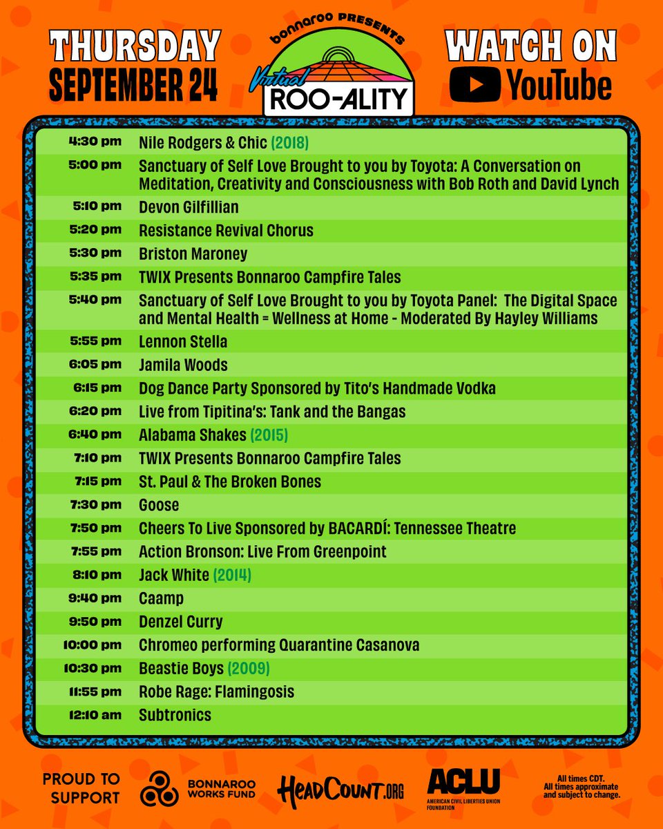 Bonnaroo livetream schedule