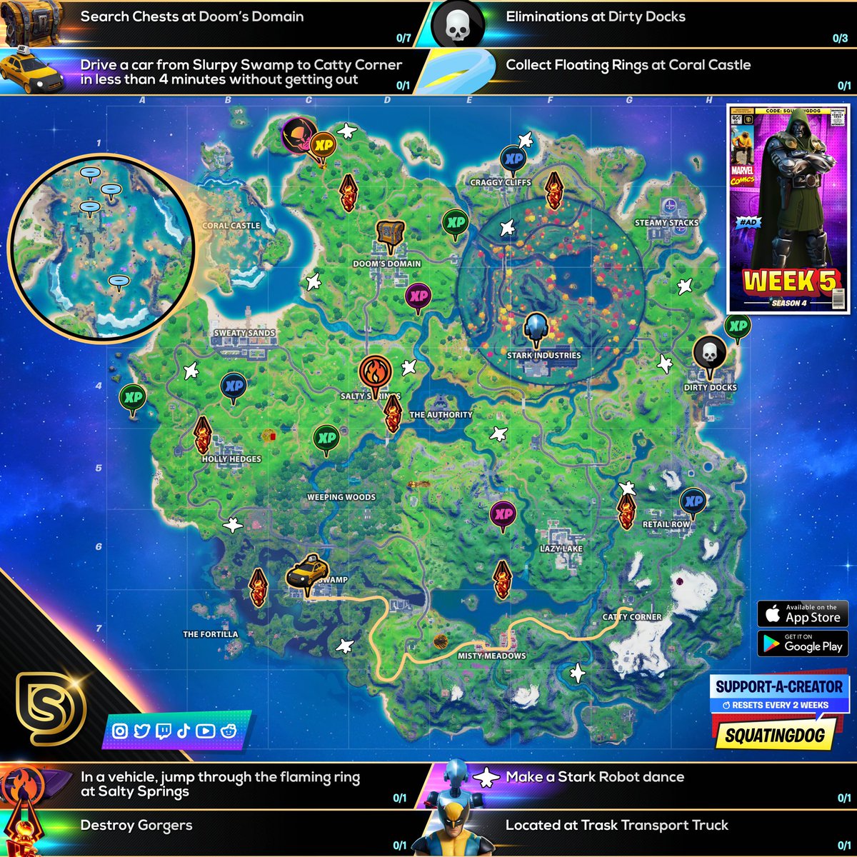 Squatingdog On Twitter Ch2 S4 Week 5 All Inclusive Cheat Sheet Xp With All The Details For This Week S Challenges Check Out Squatingdog For Fortnite Located In Your App Store Code Squatingdog In The Week 5 Challenges Fortnite Squatting Dog Week 5 Challenges Fortnite Squatting Dog Squatingdog On Twitter Ch2 S4 Week 5 All Inclusive Cheat Sheet Xp With All The Details For This Week S Challenges Check Out Squatingdog For Fortnite Located In Your App Store Code Squatingdog In The