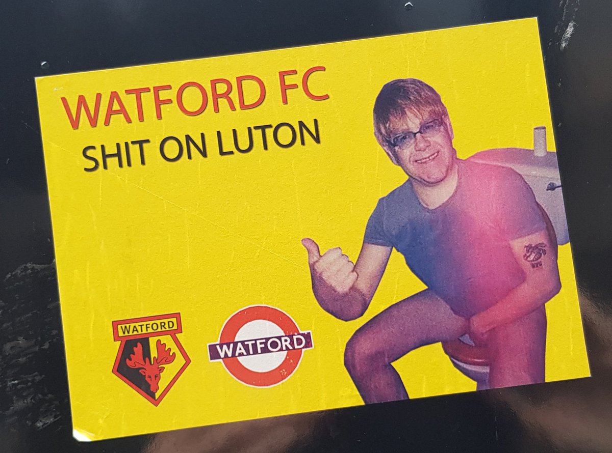 "It's a little bit funny..." Elton John features on this Watford FC sticker outside Newcastle Central Station 
