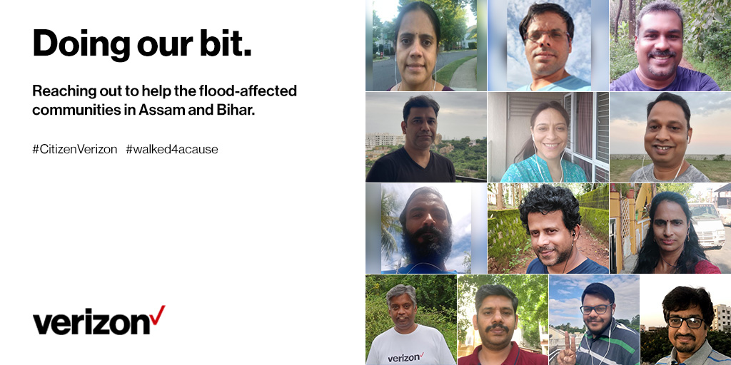 VZIndia's tweet photo. Coming together for a noble cause, our leaders joined V teamers in a 'Virtual Walk', #walked4acause, a volunteering initiative at Verizon to support the relief efforts for the flood victims in Assam and Bihar and help these communities rebuild their lives. #CitizenVerizon https://t.co/GleGh2hzVo