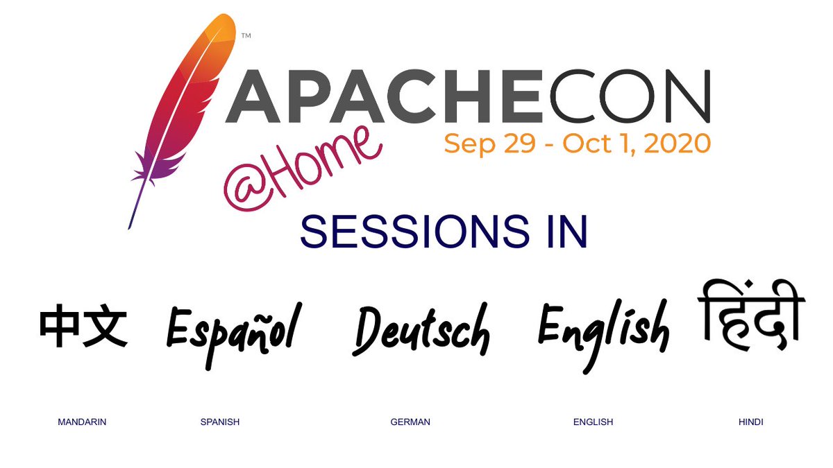 ApacheCon@Home starts next week -- 170+ sessions, 5 presentation languages, 20+ tracks, 36+ Apache Projects, 10 keynoters, thousands of participants. Be sure to secure your FREE spot today. Join us! apachecon.com/acah2020/ #Apache #OpenSource #innovation #conference #ApacheCon