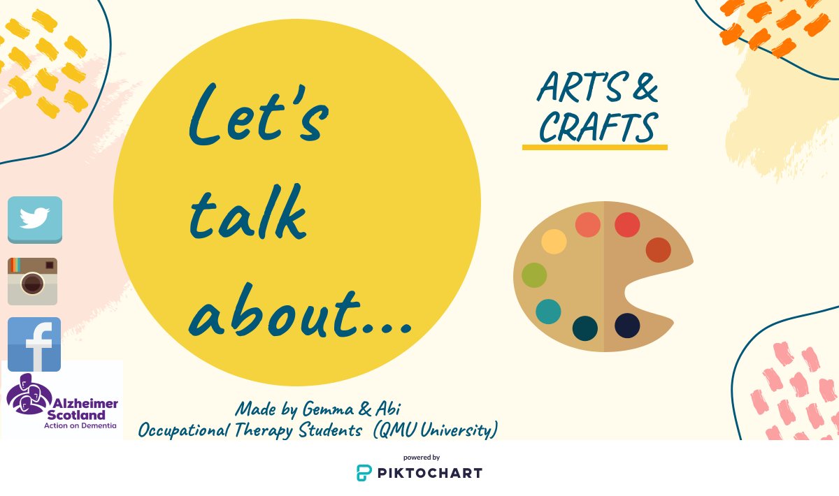 AhpDementia's tweet photo. Welcome to this week's activity! Arts &amp; Crafts can offer cognitive stimulation and help promote self-expression. Have you tried a Vision Board? Don't forget to check us out on Facebook too! 🎨 #weeklyactivity #letstalkaboutdementia #WithOTYouCan https://t.co/zvMBAN5P7p