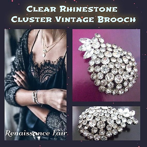 renaissancefai's tweet photo. Large Cluster Clear Rhinestone Brooch, Unsigned Weiss, Fruit Motif, Rhodium Back, Vintage https://t.co/3E1IUmICHX #clear #women #glass #midcentury #clusterbrooch #clearrhinestones #rhinestonebrooch #unsignedweiss https://t.co/y9Hhib2rAi