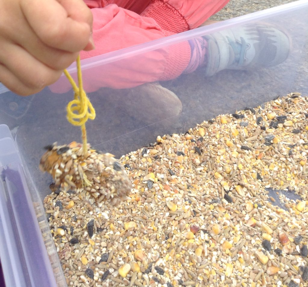 BaywoodSAP's tweet photo. Our Kinders made bird feeders this morning !
#feedingthebirds #wowbutter #pinecones https://t.co/1WOKetkJJn