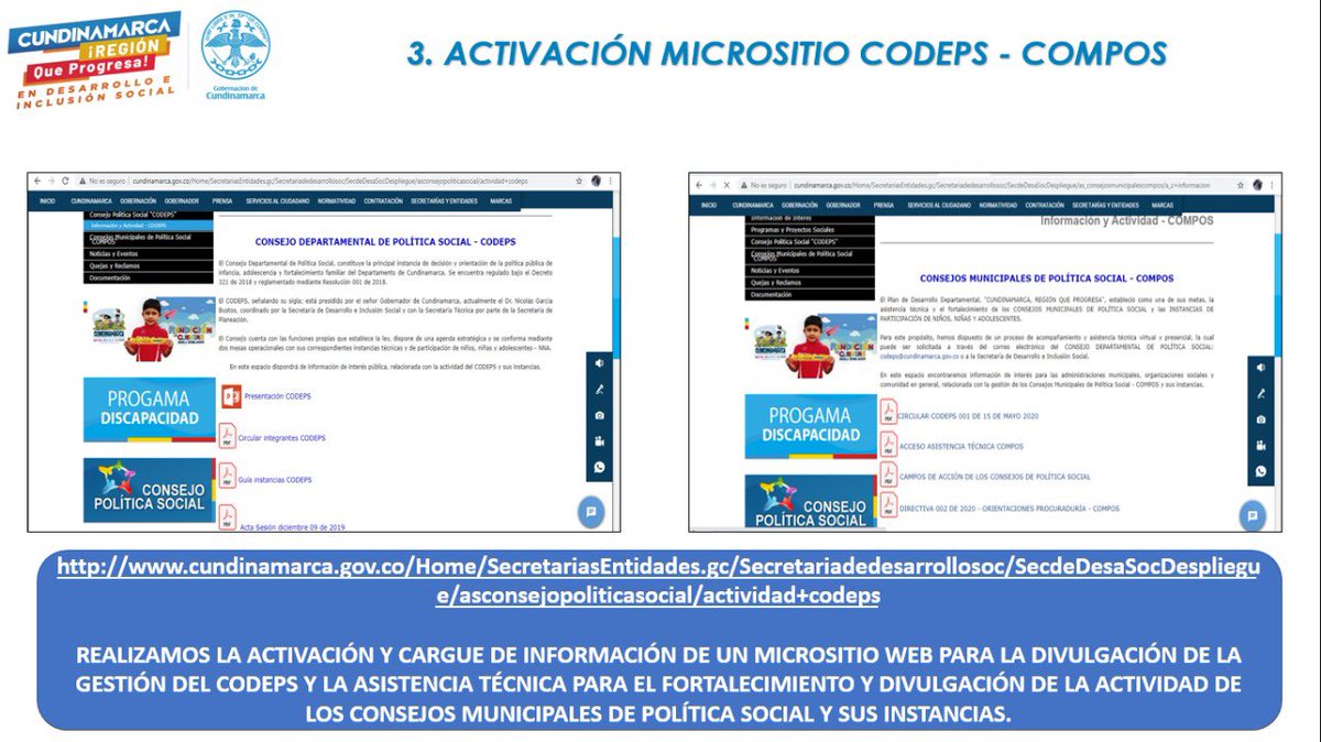 SocialCundi's tweet image. 📌 A partir de hoy, a través de la página oficial de la Gobernación de Cundinamarca y el micro sitio de la Secretaría de Desarrollo e Inclusión Social, encontrará un portal virtual para el Consejo Departamental  y los Consejos Municipales de Política Social. #Codeps #Cundinamarca